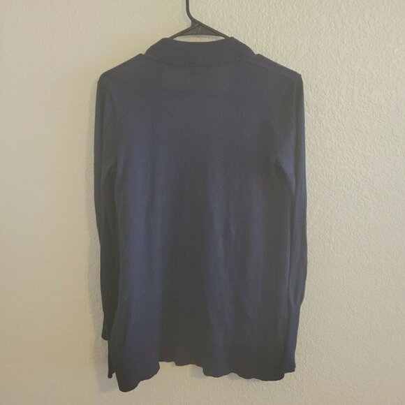 J. Crew Dark Navy Pima Cotton & Wool Open Front Cardigan Sweater Size X-Small - Picture 4 of 9